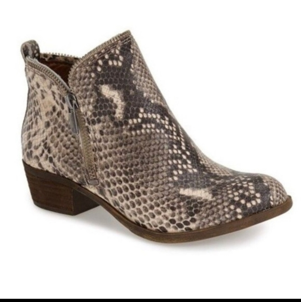 Lucky Brand Snakeskin Bartalino Zip Ankle Boots